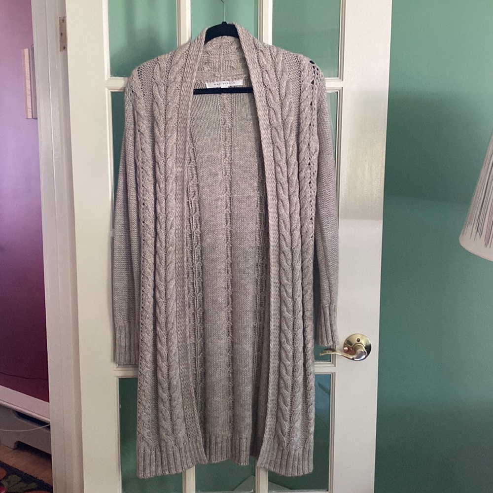 Max Studio Long Cardigan, Beige, Medium